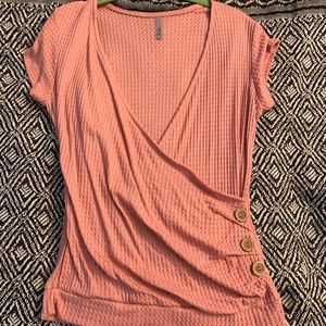 NWOT Pink Wrap Around Ladies Top with Buttons -F21